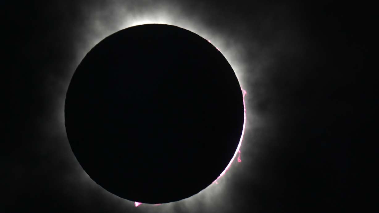 The moon covers the sun during a total solar eclipse, as seen from Fort Worth, Texas, April 8, 2024. Spain is preparing for a total solar eclipse of their own on Wednesday against the backdrop of heat and wildfires.