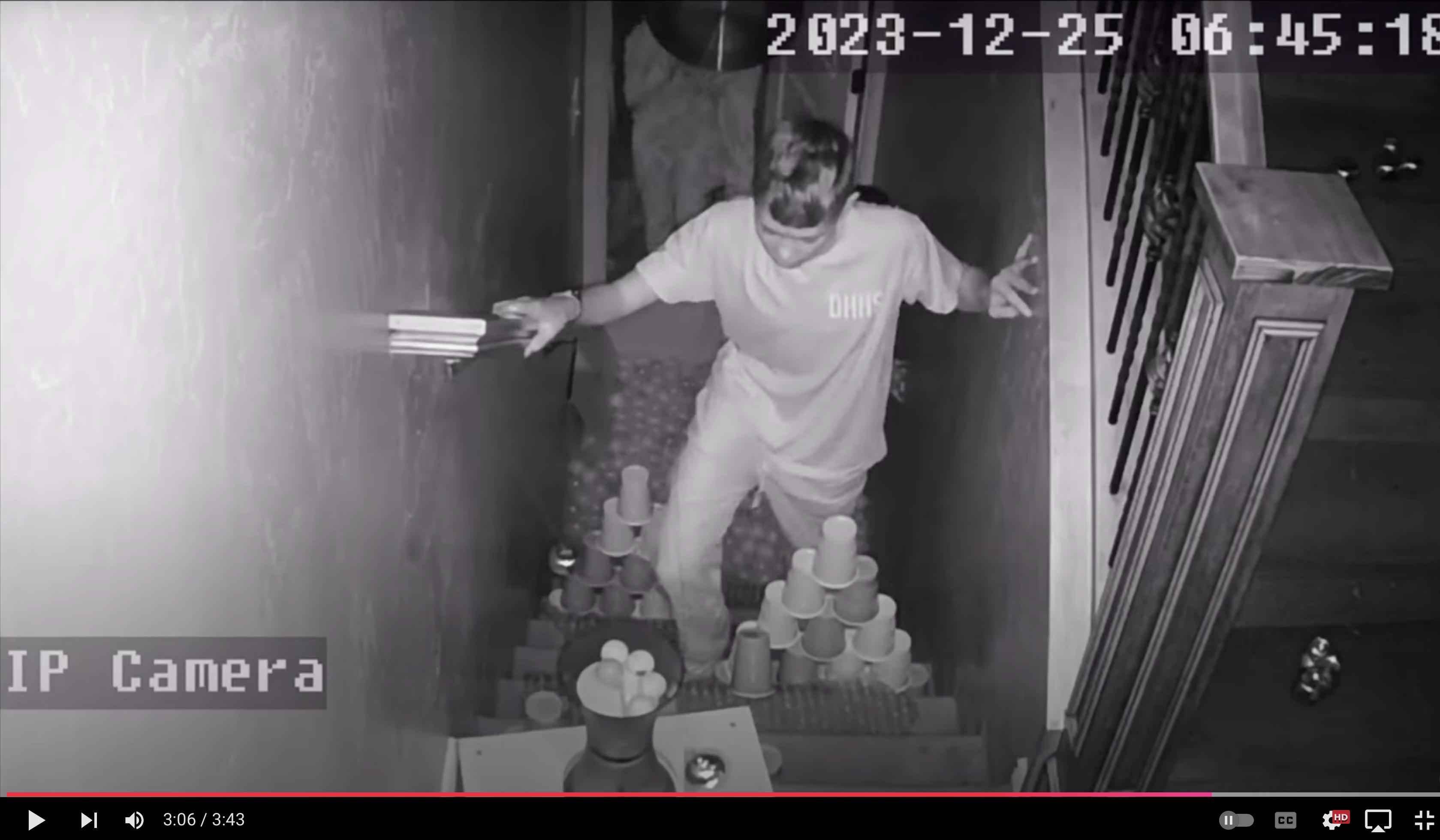 A Utah family's children face a series of elaborate traps before getting to their gifts on Christmas morning.