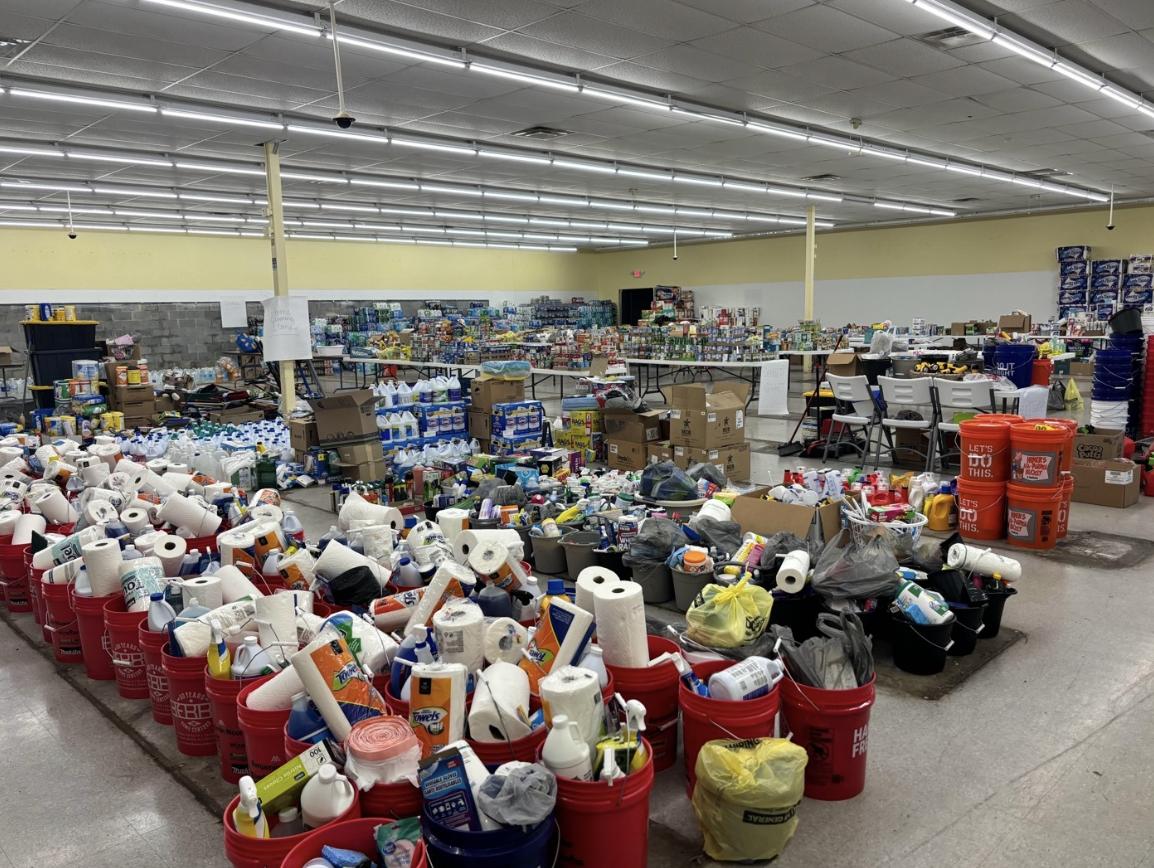 A room in Southwest Virginia is used as a storage space for basic necessities needed by those suffering as a result of Hurricane Helene. The money raised by Utahns for those families helped pay for these goods.