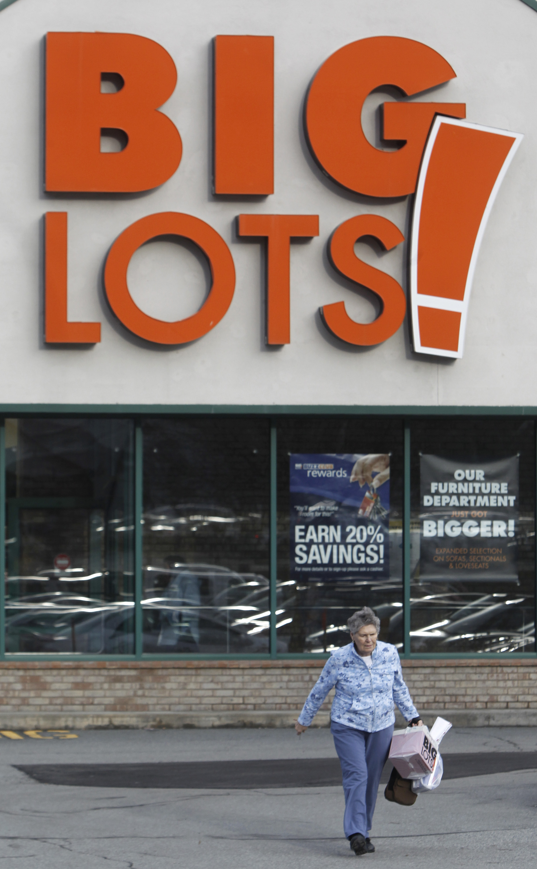A shopper leaves the Big Lots store on Dec. 4, 2012, in Berlin, Vermont.