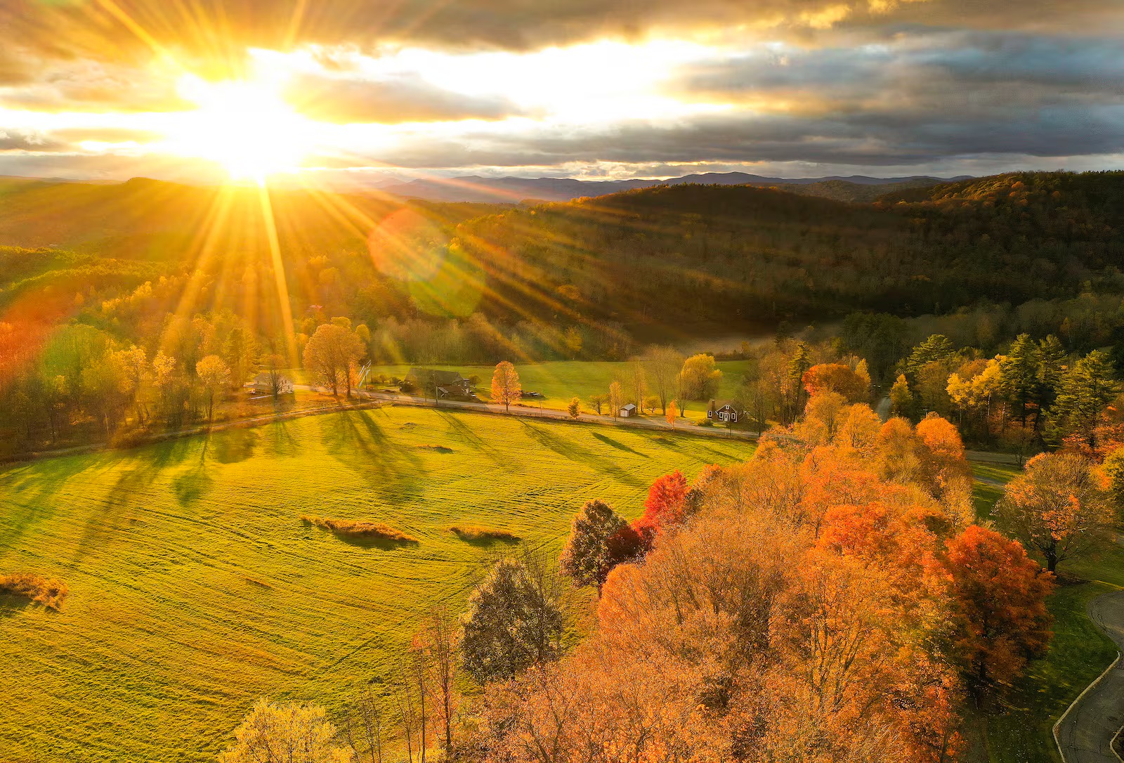 The sun sets at the Joseph Smith Birthplace Memorial in Sharon, Vt., on Oct. 18, 2019.