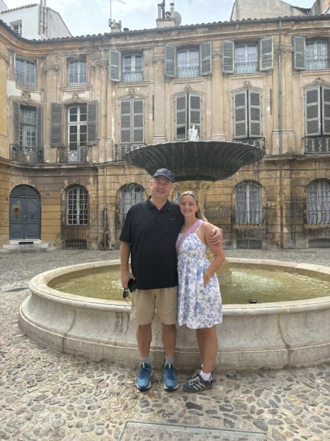 Jason Soulier, left, is seen with his daughter Sarah Soulier in France in 2024.