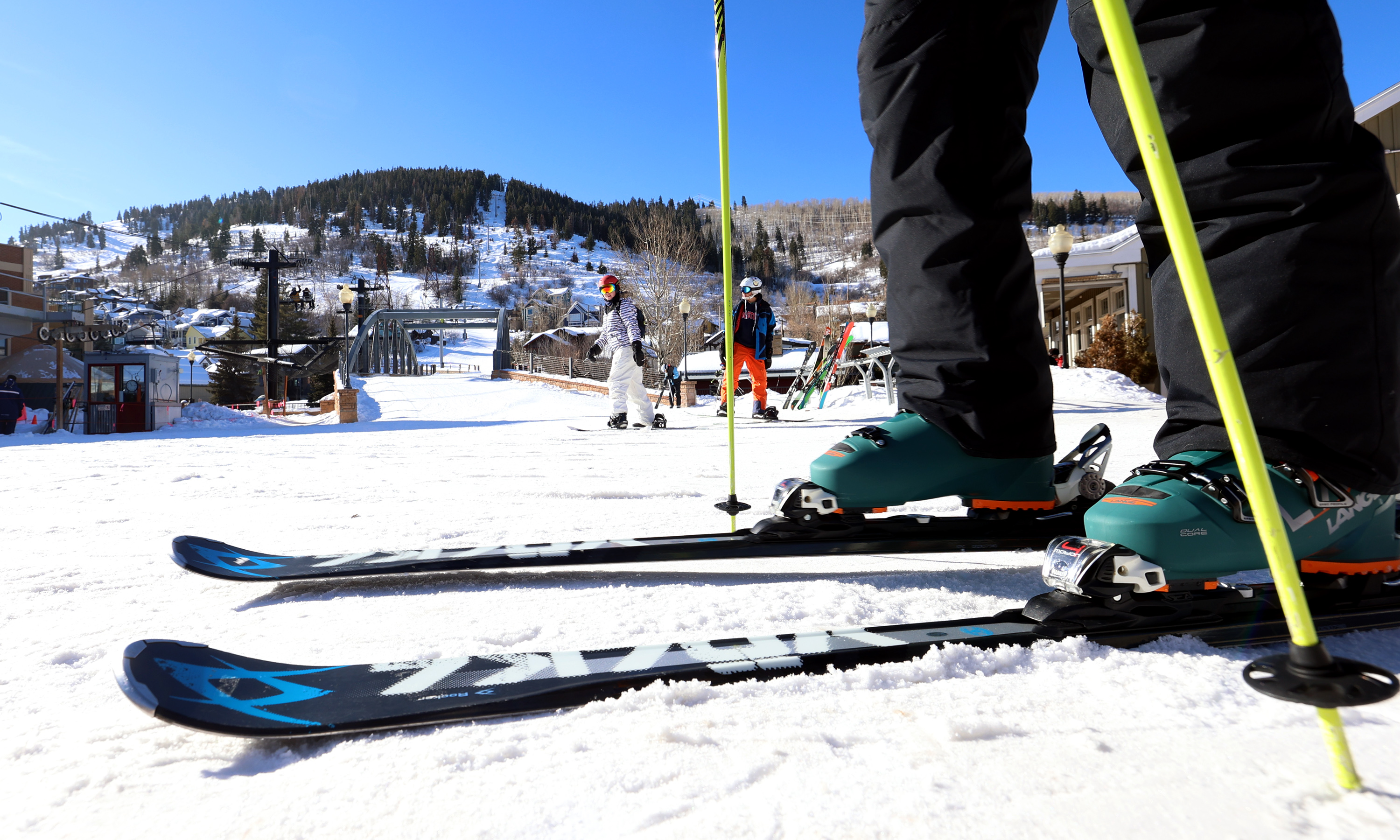Skiers and Snowboarders move to get on a lift in Park City, Jan. 11, 2022. A nearly two-week-old strike by the Park City Professional Ski Association could end with a vote on Wednesday.