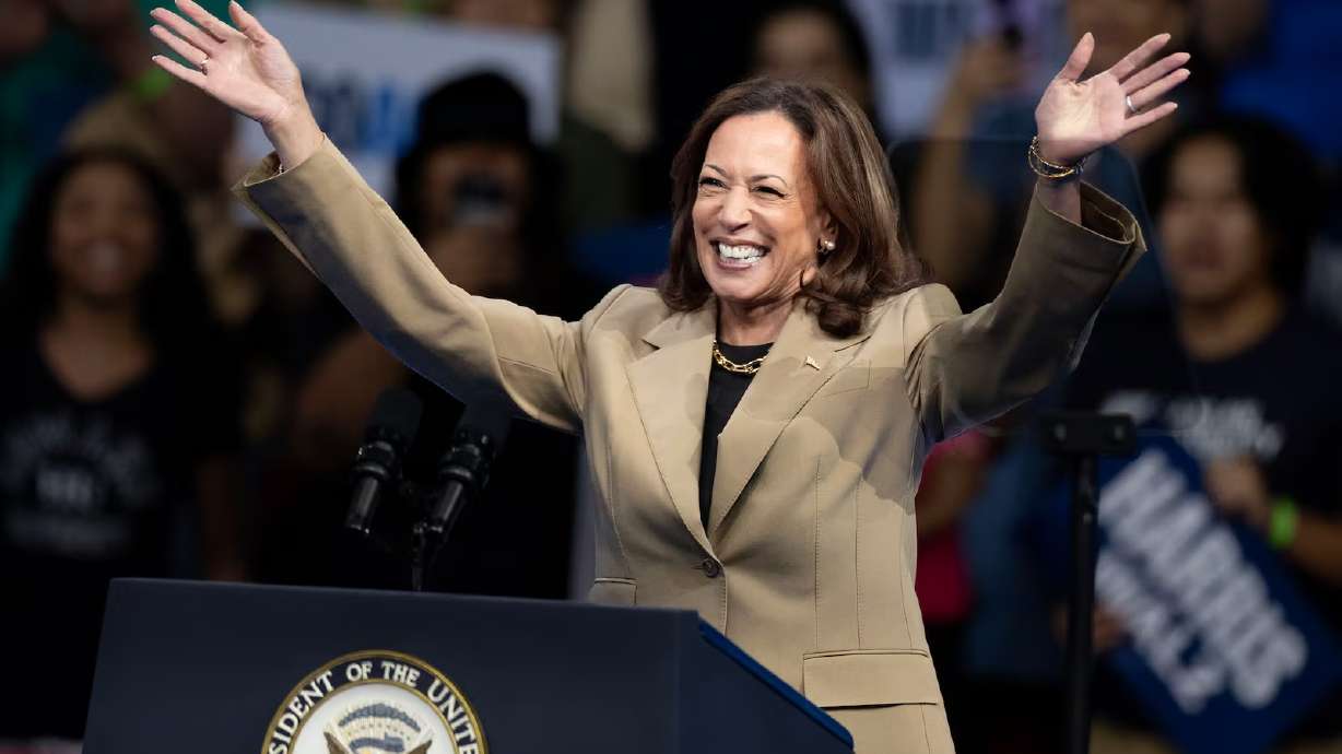 Vice President Kamala Harris campaigns at Desert Diamond Arena in Glendale, Ariz., on Aug. 9.