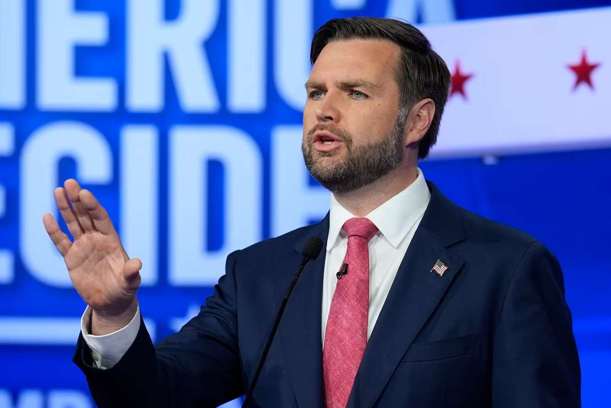 Republican vice presidential nominee Sen. JD Vance, R-Ohio, speaks during a vice presidential debate hosted by CBS News Oct. 1, in New York.