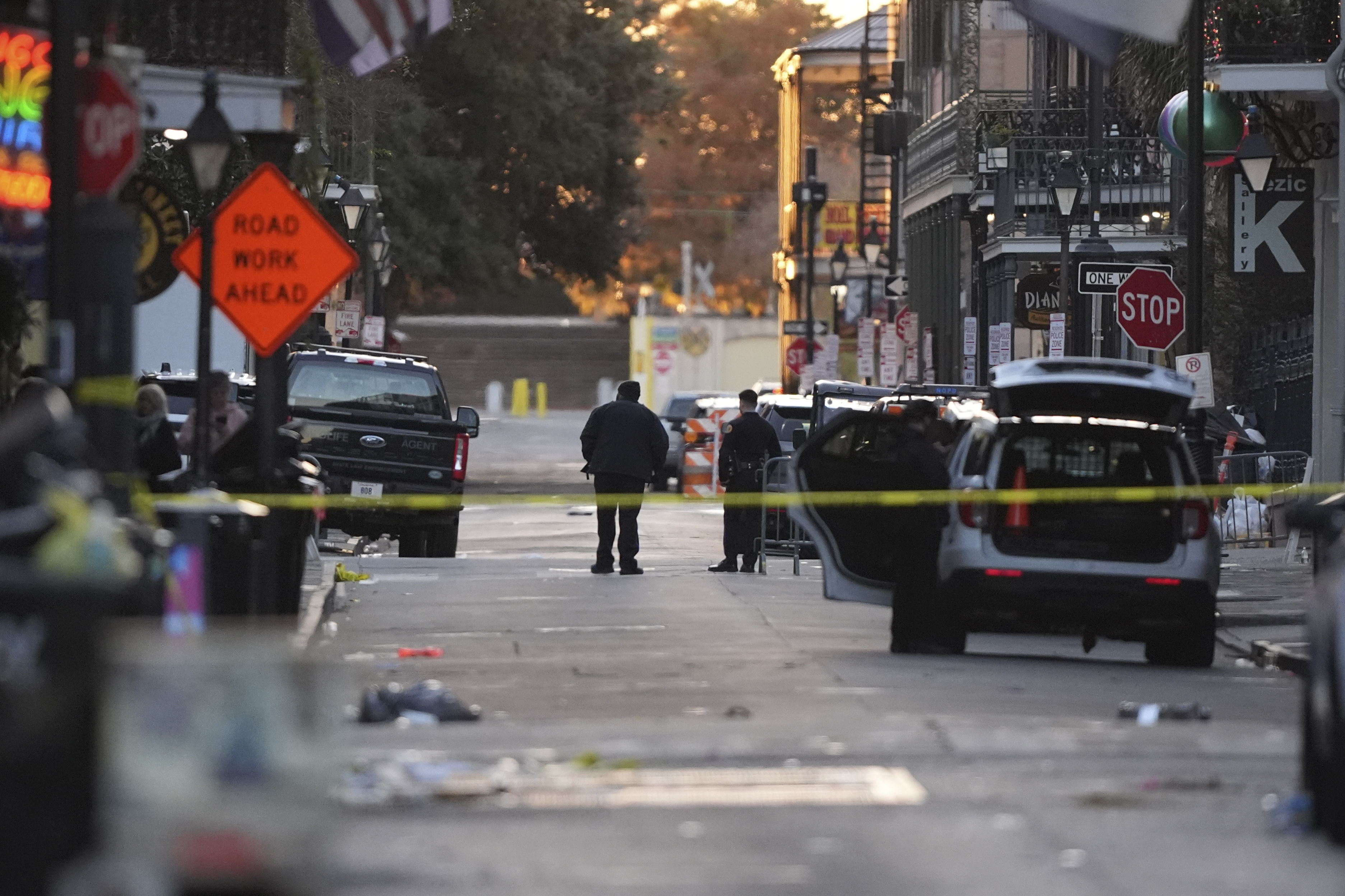 Emergency services attend the scene after a vehicle drove into a crowd on New Orleans' Canal and Bourbon Street, Wednesday.