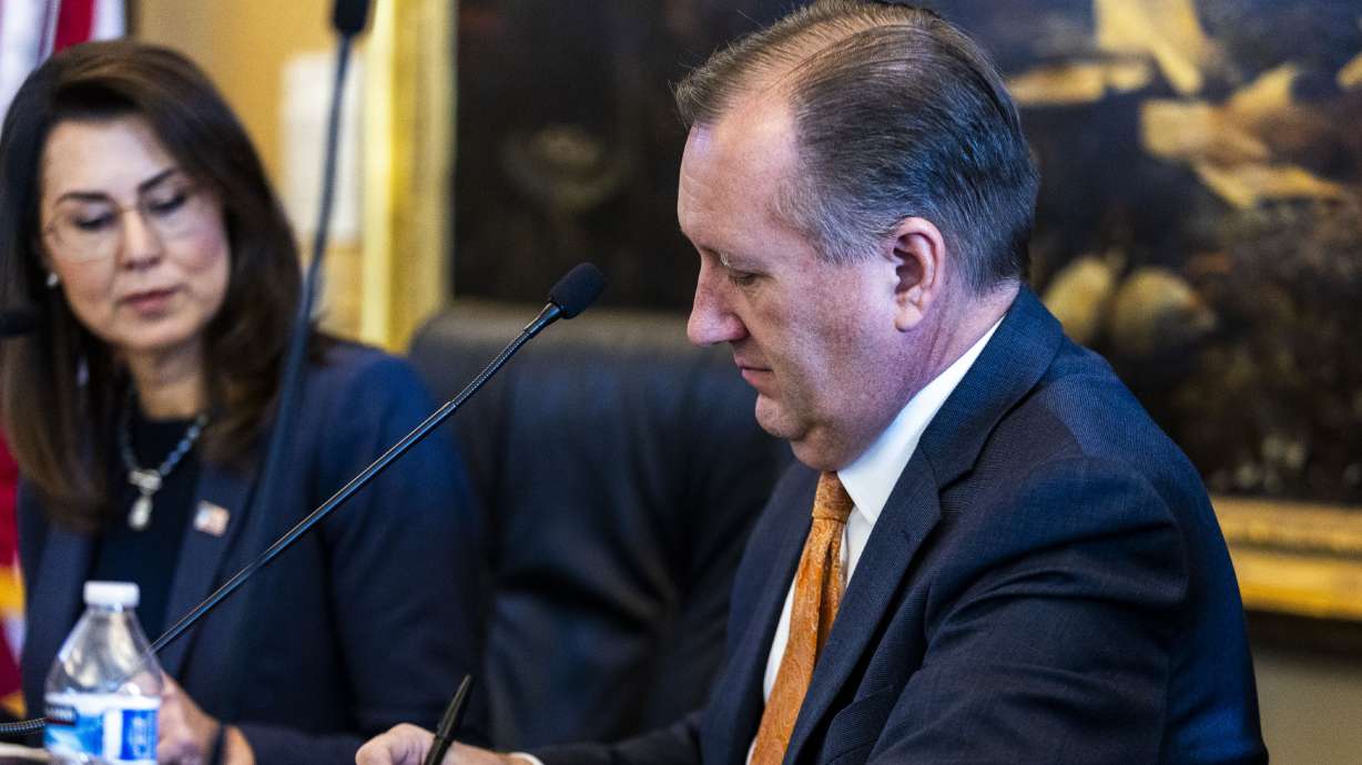 Utah State Auditor John Dougall certifies election results in Salt Lake City on Nov. 25, 2024. Dougall recommends improved transparency in gathering signatures to qualify for the primary ballot in the state.