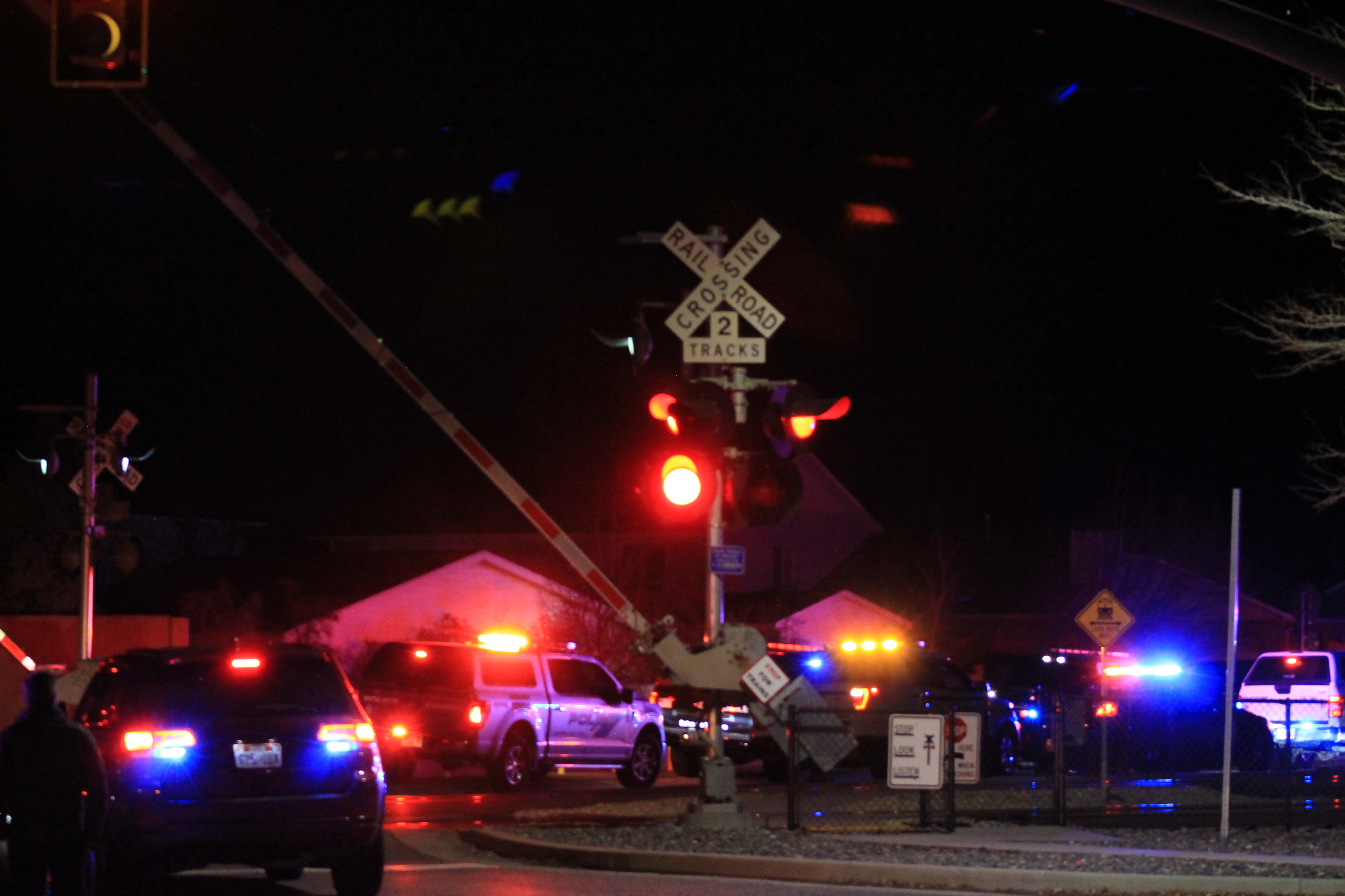 Police on the scene of the fatal shooting Friday night in South Jordan. A man was killed by officers after an exchange of gunfire. It was the fourth fatal police shooting in Utah in just five days.