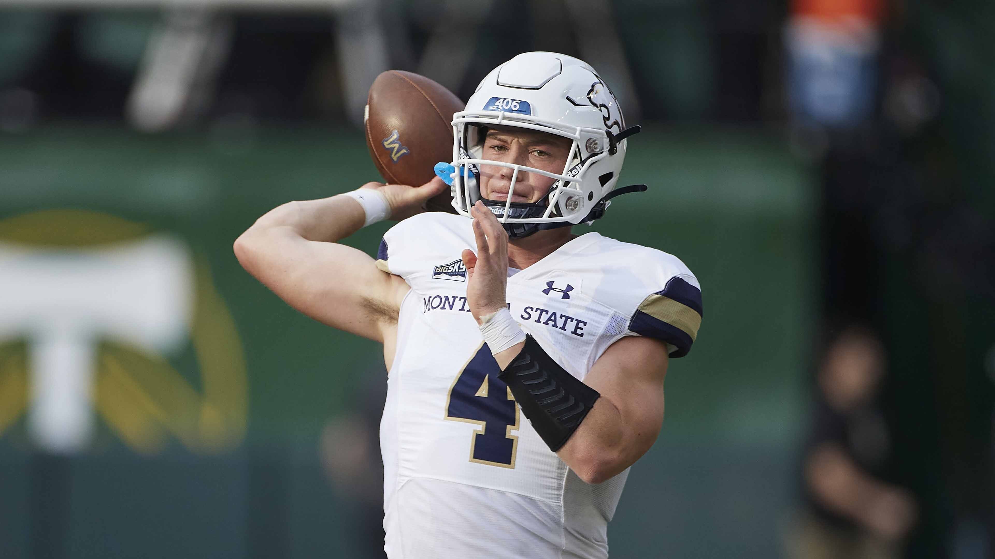 FILE - Montana State quarterback Tommy Mellott throws the ball during the first half of an NCAA college football game in Portland, Ore., Saturday, Sept. 17, 2022.