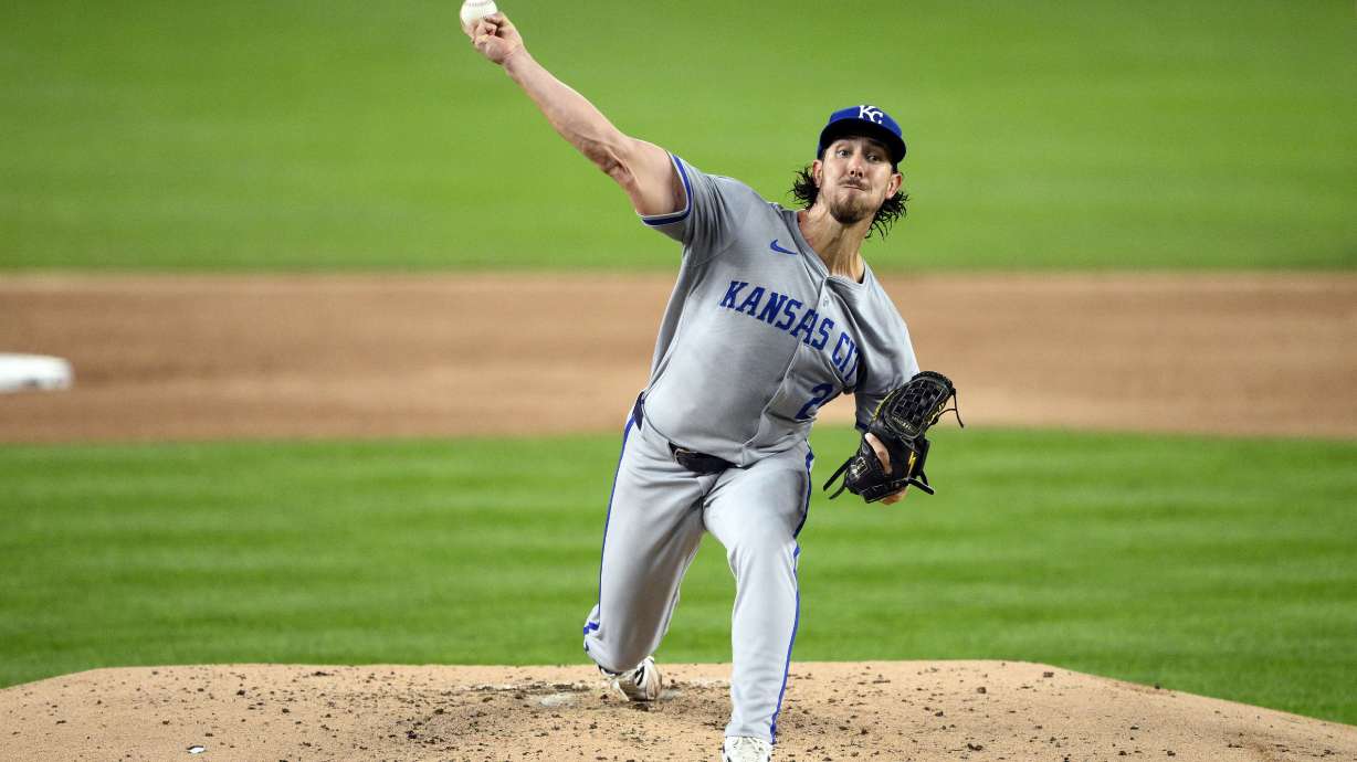 FILE - Kansas City Royals starting pitcher Michael Lorenzen (24) in action during a baseball game against the Washington Nationals, Wednesday, Sept. 25, 2024, in Washington.