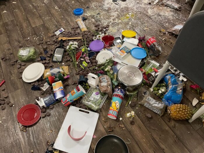 Cell phone pictures gathered by the Rivera family show the items they say Octavio William Higareda Ramirez threw around their kitchen on Monday in West Valley City.