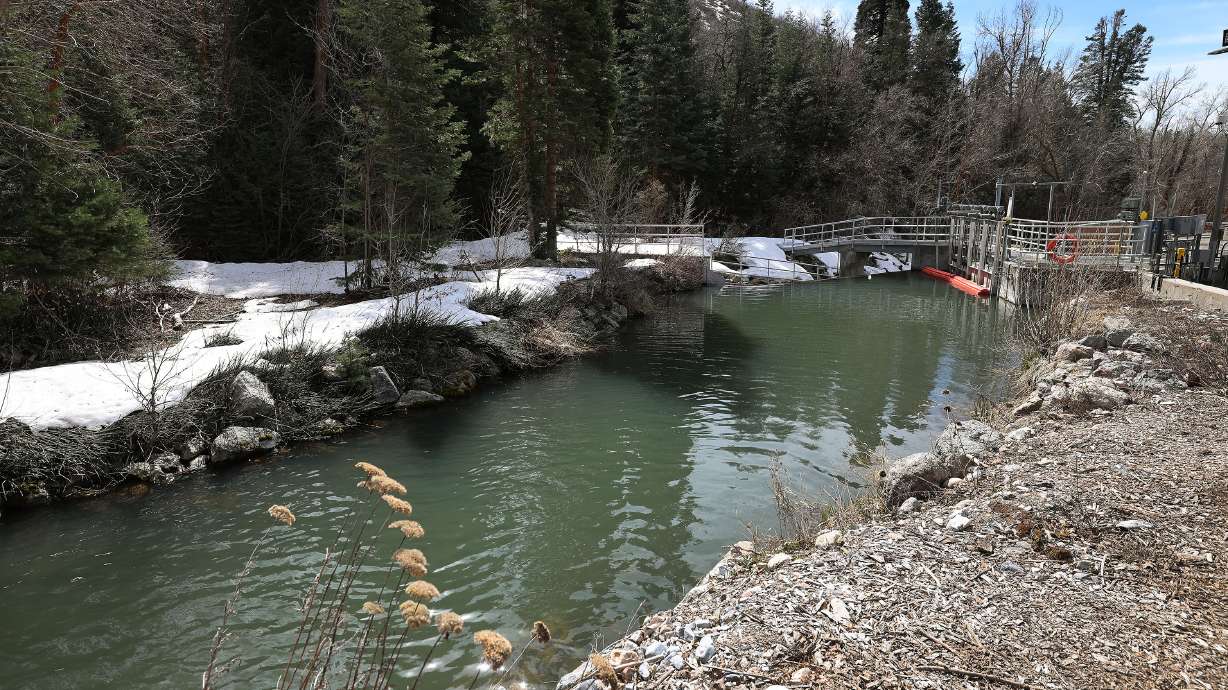 Water flows into a water treatment plant as construction continues in Salt Lake City on March 22, 2024. The project is one of the items behind rising Salt Lake Public Utilities costs, but the department has a proposed rate structure to cover those costs.