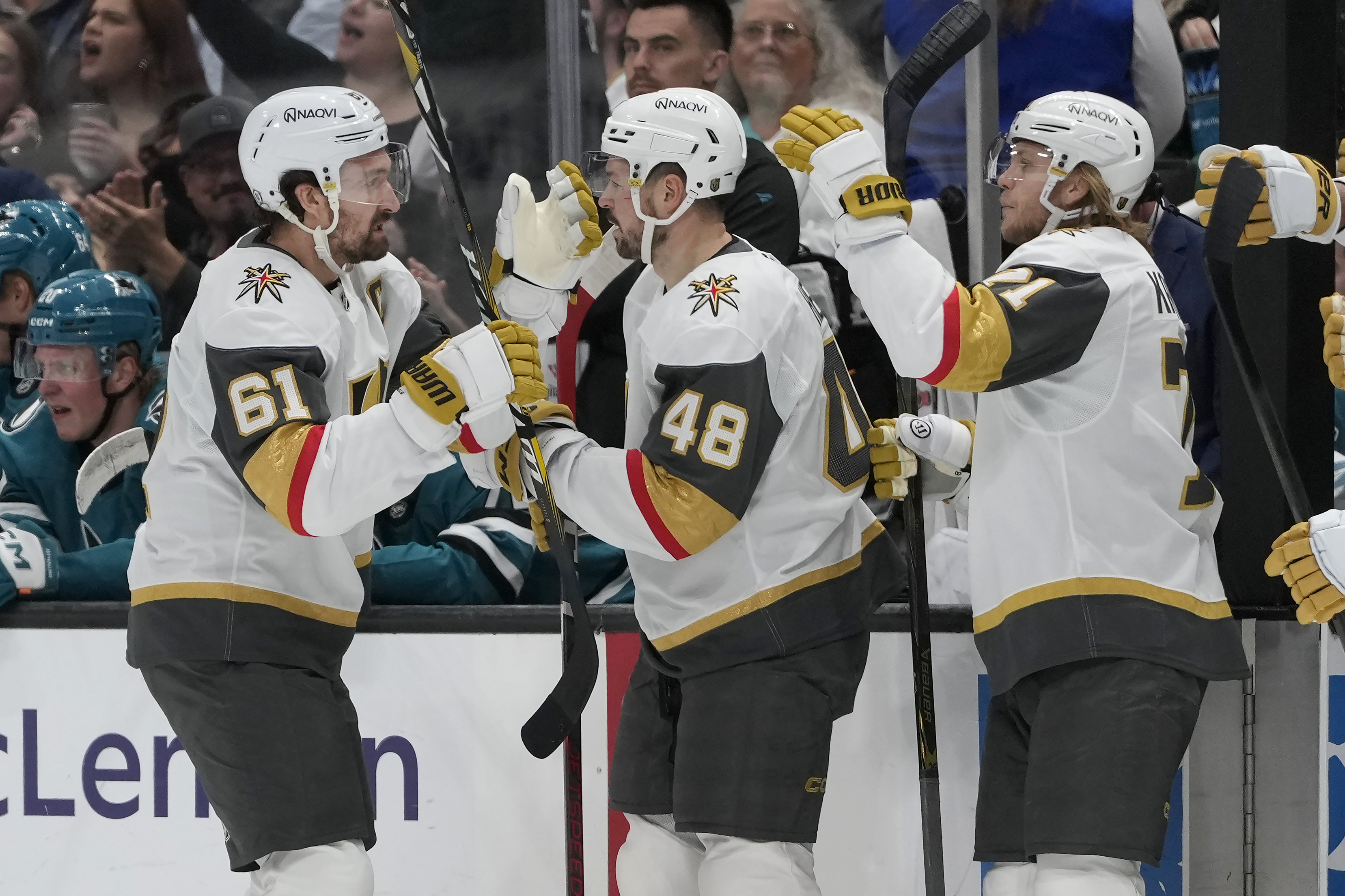 Stone leads Golden Knights past Sharks 4-2 for 3rd straight win