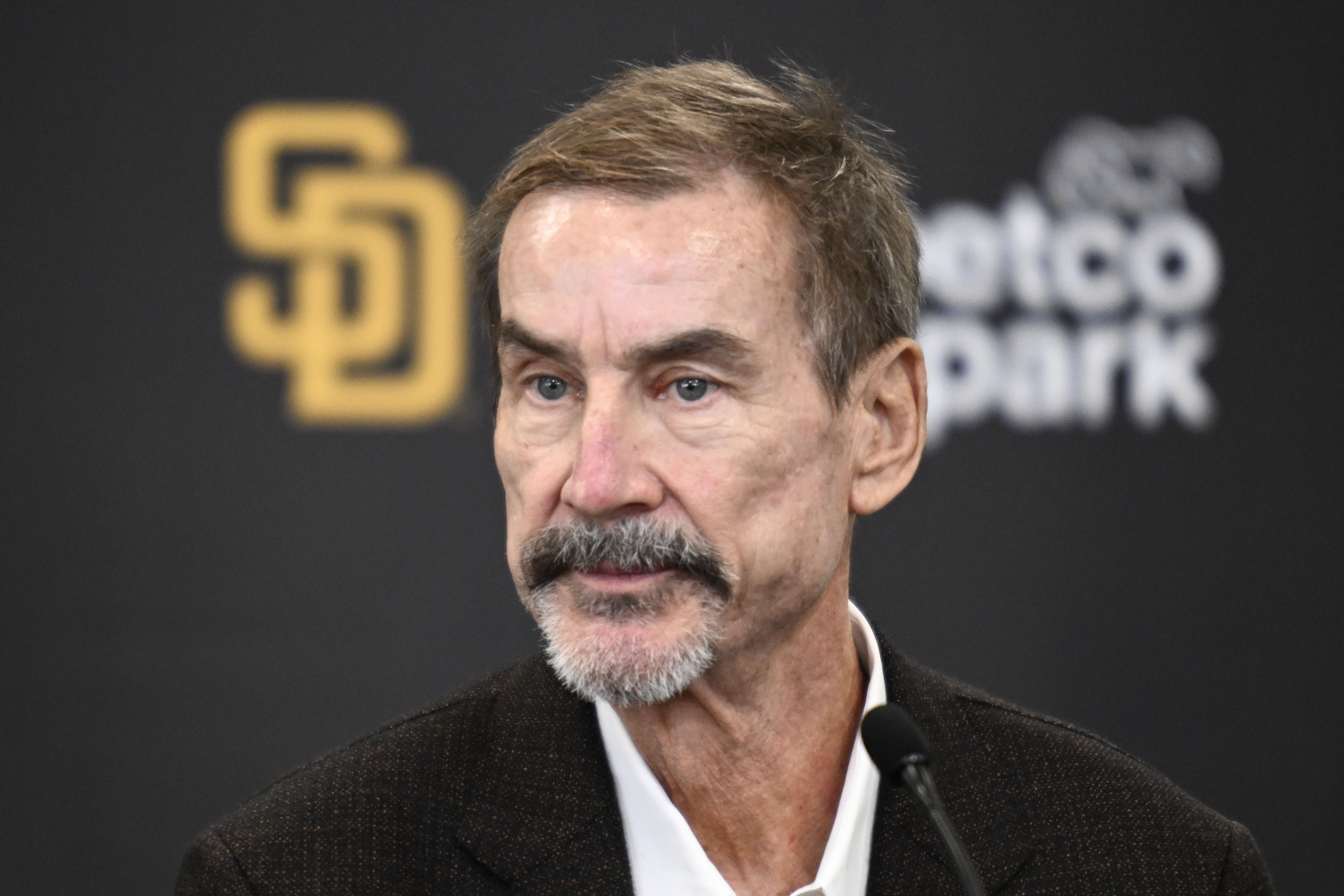 FILE - San Diego Padres Chairman Peter Seidler speaks at a news conference to announce finalizing a contract with Xander Bogaerts, Friday, Dec. 9, 2022, in San Diego.