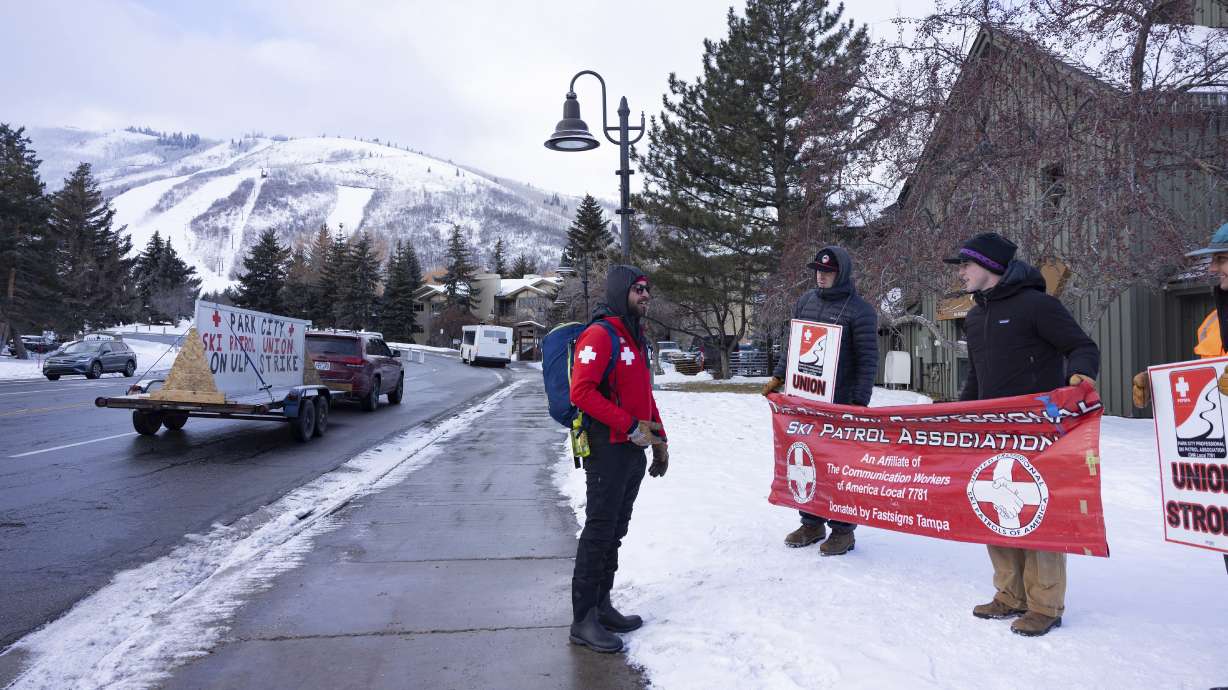 Park City Ski Patrol strike as they demand livable wages in Park City, Utah Jan 7. 2025,