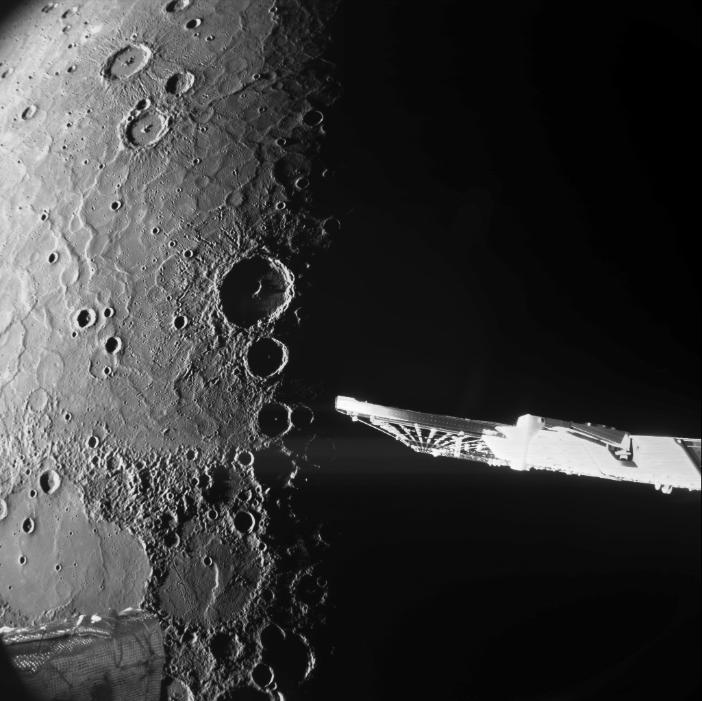 Close-up photos of Mercury's north pole taken by the European-Japanese spacecraft BepiColombo. 