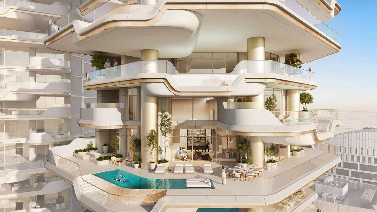 A proposed apartment complex in Dubai will see each one occupy an entire floor and come with its own private swimming terrace.