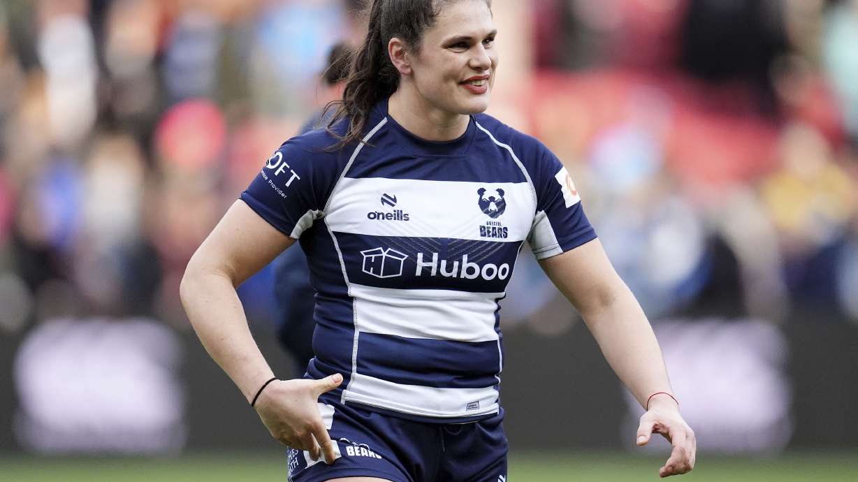 Bristol Bears' Ilona Maher during the Premiership Women's Rugby match between Bristol Bears and Gloucester Hartpury at Ashton Gate, Bristol, England, Sunday Jan. 5, 2025.