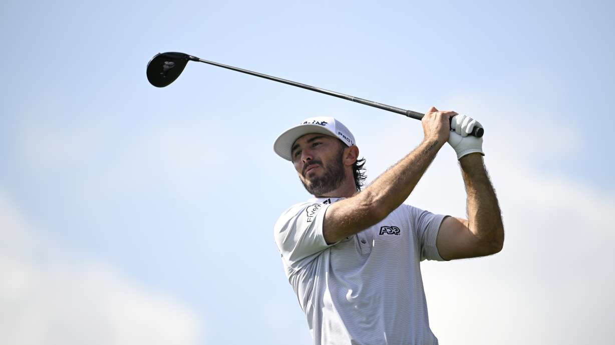 Max Homa watches his tee shot on the third hole during the second round of the Arnold Palmer Invitational golf tournament, Friday, March 8, 2024, in Orlando, Fla.