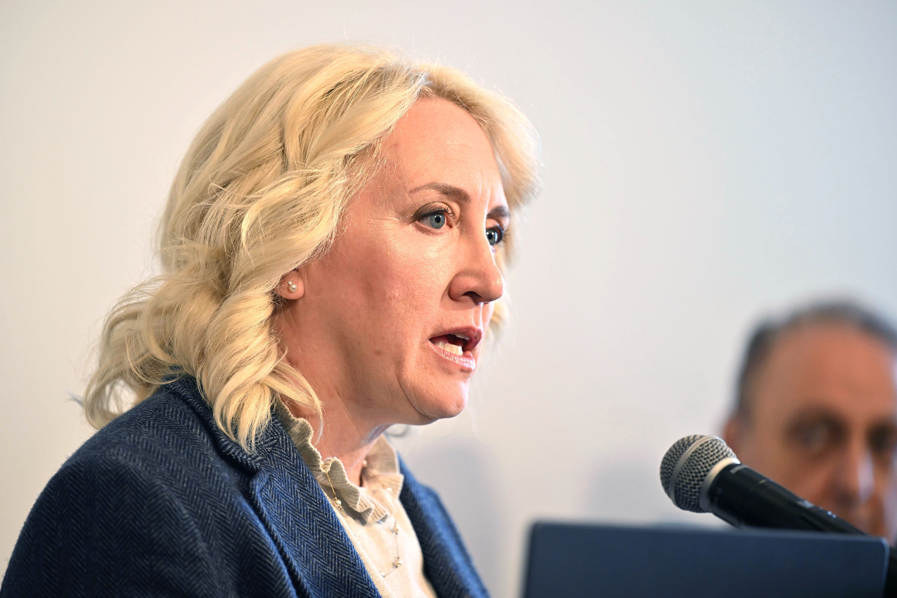 Utah House Majority Whip Karianne Lisonbee, R-Syracuse, speaks as the Utah House majority announces the 2025 policy priorities at a press conference at the Capitol in Salt Lake City on Monday.