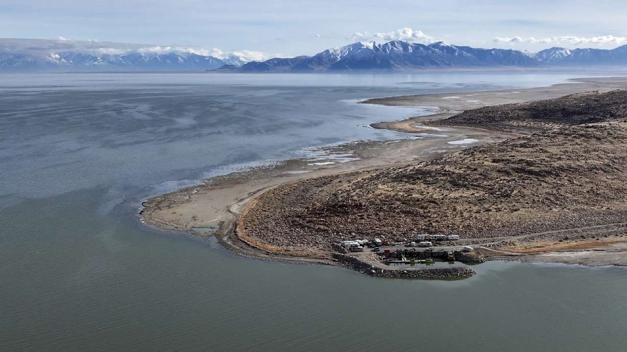 The Great Salt Lake and the north end of Stansbury Island are pictured in Tooele County on Jan. 2. The Great Salt Lake Strike Team released its annual lake report on Tuesday.