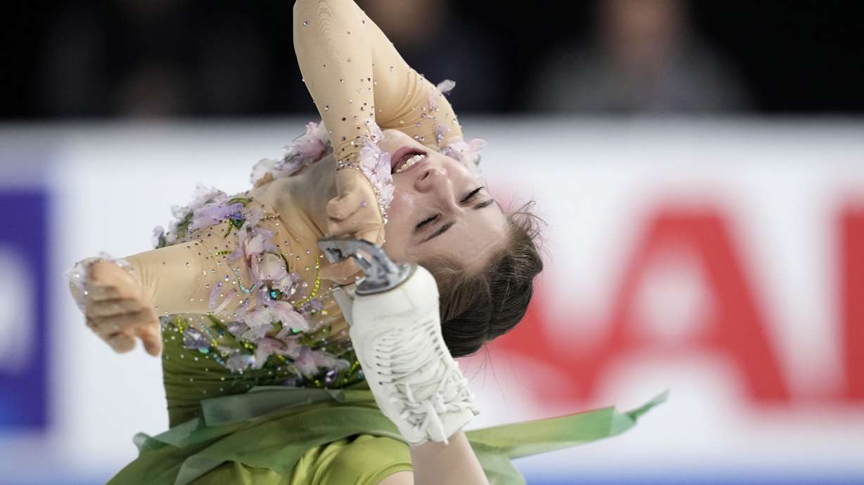 FILE - Isabeau Levito of the United States competes during the women's free skate program at the Skate America figure skating event in Allen, Texas, Oct. 19, 2024.