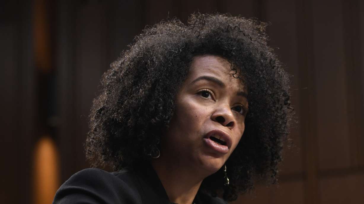 FILE - U.S. Center for SafeSport Chief Executive Officer Ju'Riese Colón testifies on Capitol Hill in Washington, Feb. 5, 2020.