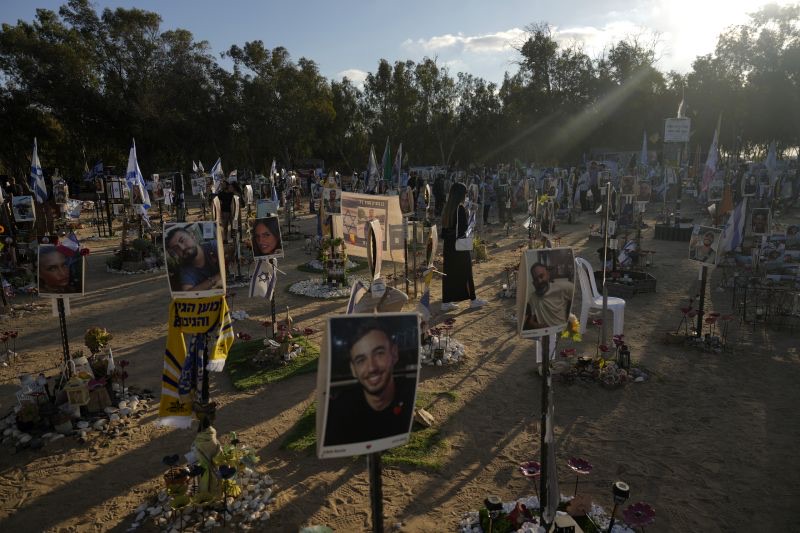 People visit the site of the Nova music festival, where hundreds of revelers were killed and abducted by Hamas and taken into Gaza, on the first anniversary of the attack near Kibbutz Reim, southern Israel, on Oct. 7, 2024.