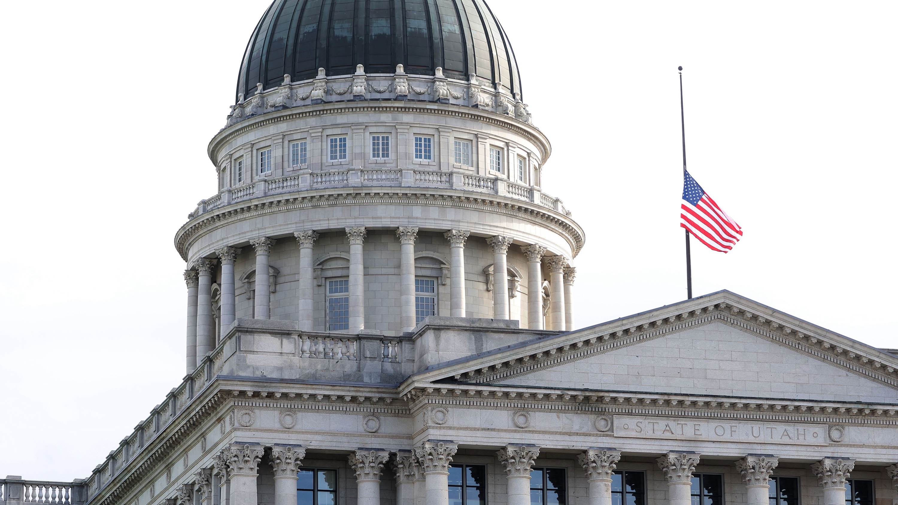 The U.S. flag flies at half-staff at the Utah State Capitol in Salt Lake City on Jan. 2, per an order of Gov. Spencer Cox to honor Jimmy Carter. Cox ordered flags at Utah facilities to be raised on Monday to mark Donald Trump's presidential inauguration.