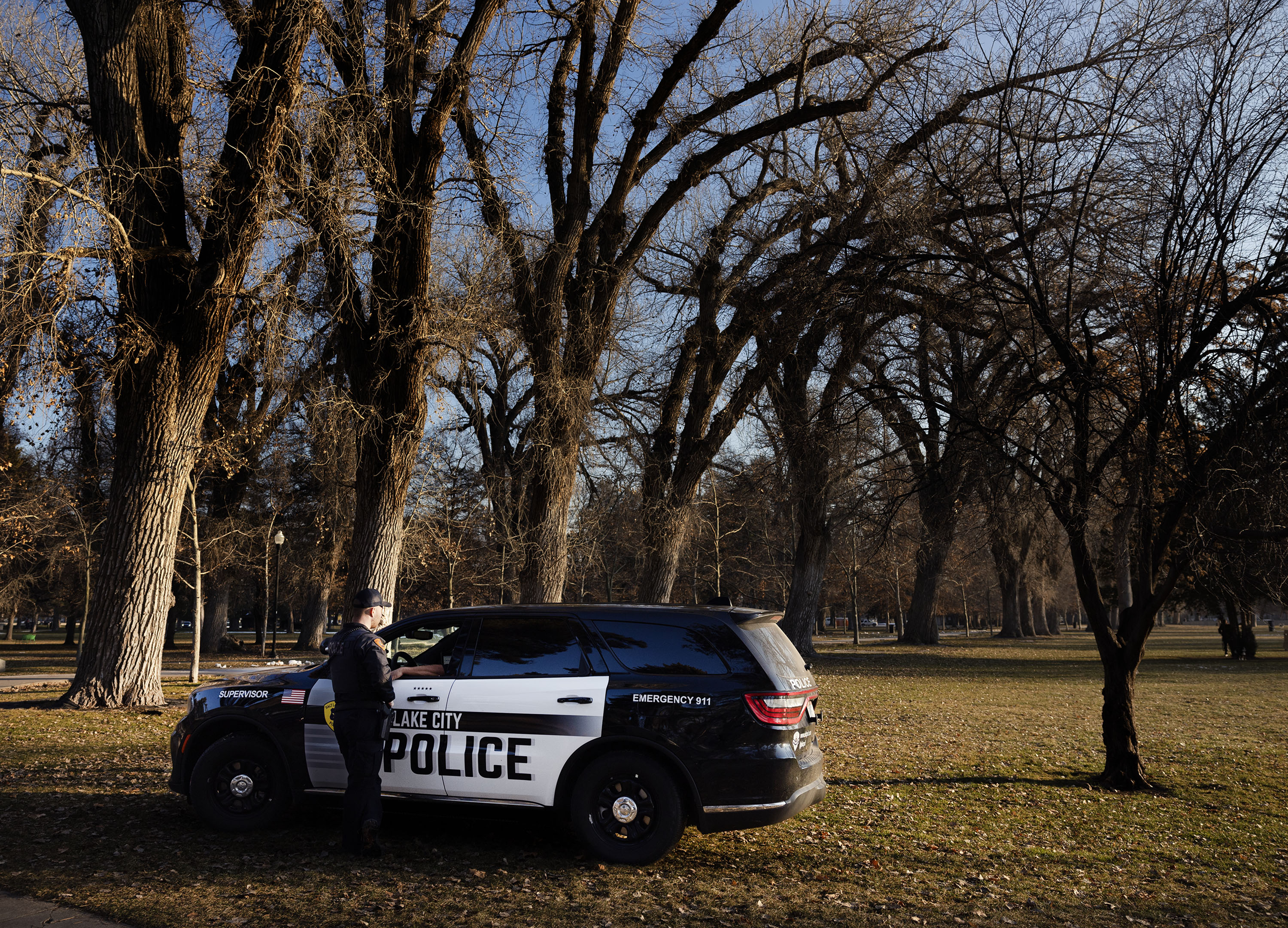 Salt Lake City police park in Salt Lake City on Wednesday.