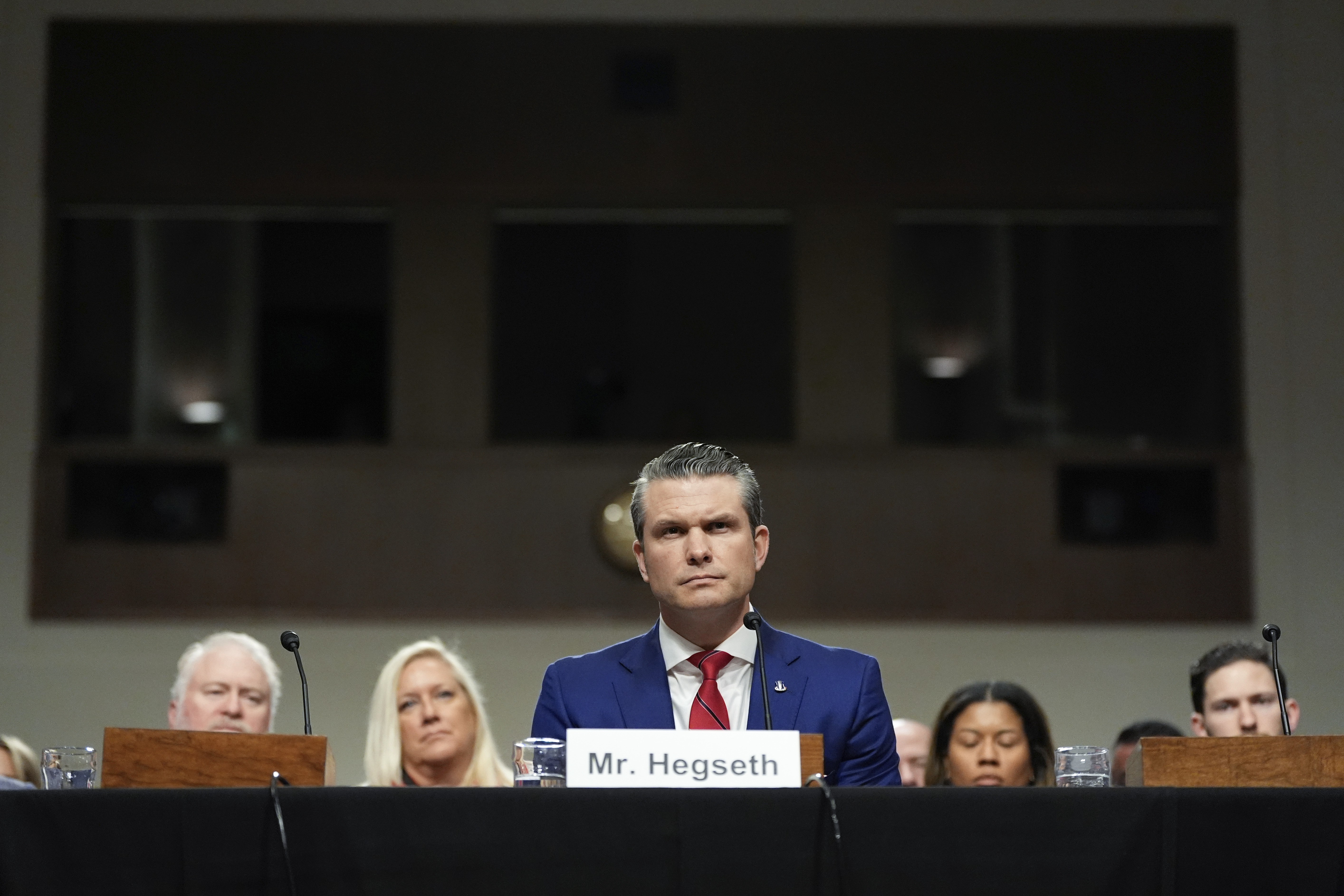Pete Hegseth, President-elect Donald Trump's choice to be defense secretary, appears before the Senate Armed Services Committee for his confirmation hearing in Washington on Tuesday.