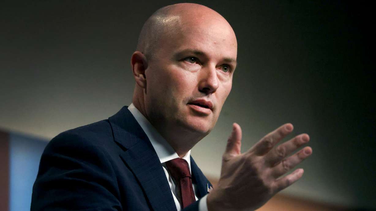 Gov. Spencer Cox speaks during the PBS Utah Governor’s Monthly News Conference at Eccles Broadcast Center in Salt Lake City on Thursday.