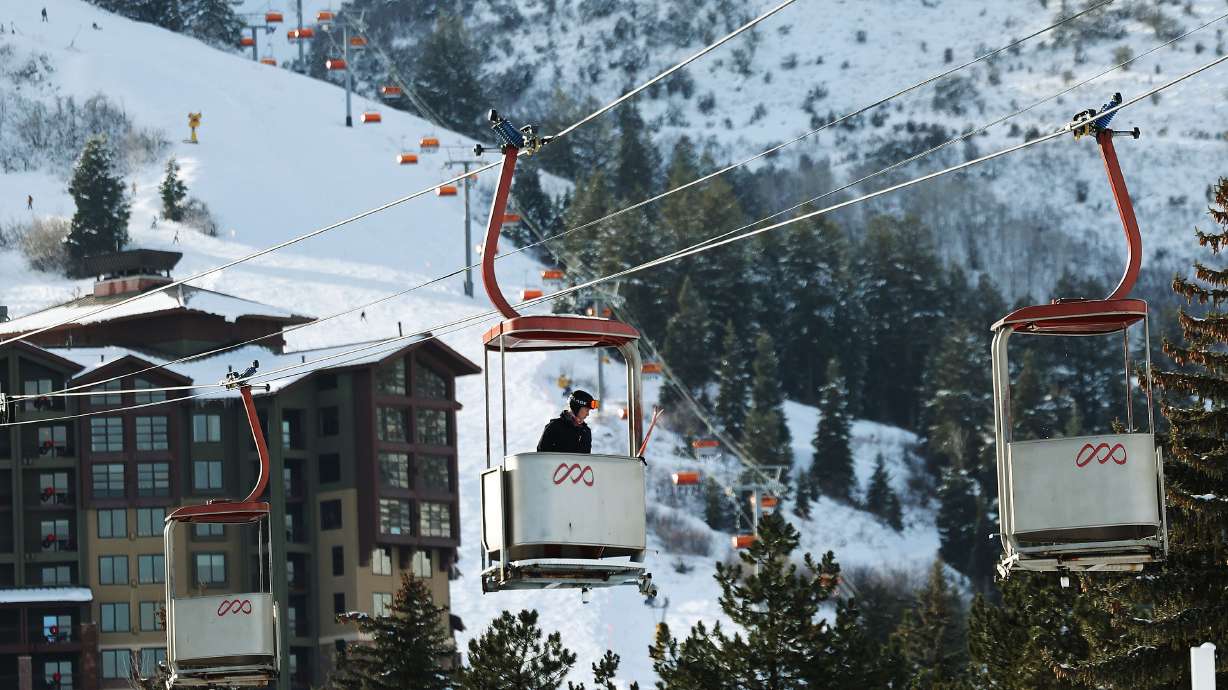 A skier rides the cabriolet at Park City Mountain Canyons Village on Jan. 2. Vail Resorts, the owner of Park City Mountain, said Thursday it is offering credits toward future purchases to people who visited the resort during the now-settled ski patrol strike.