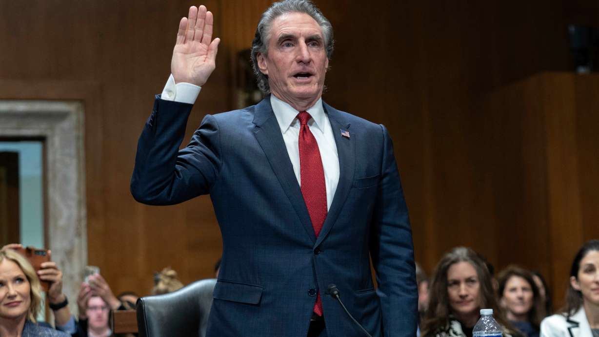 Former Gov. Doug Burgum, President-elect Donald Trump's choice as secretary of the Interior, is sworn in as he testifies before the Senate Energy and Natural Resources Committee on Capitol Hill in Washington, Thursday.