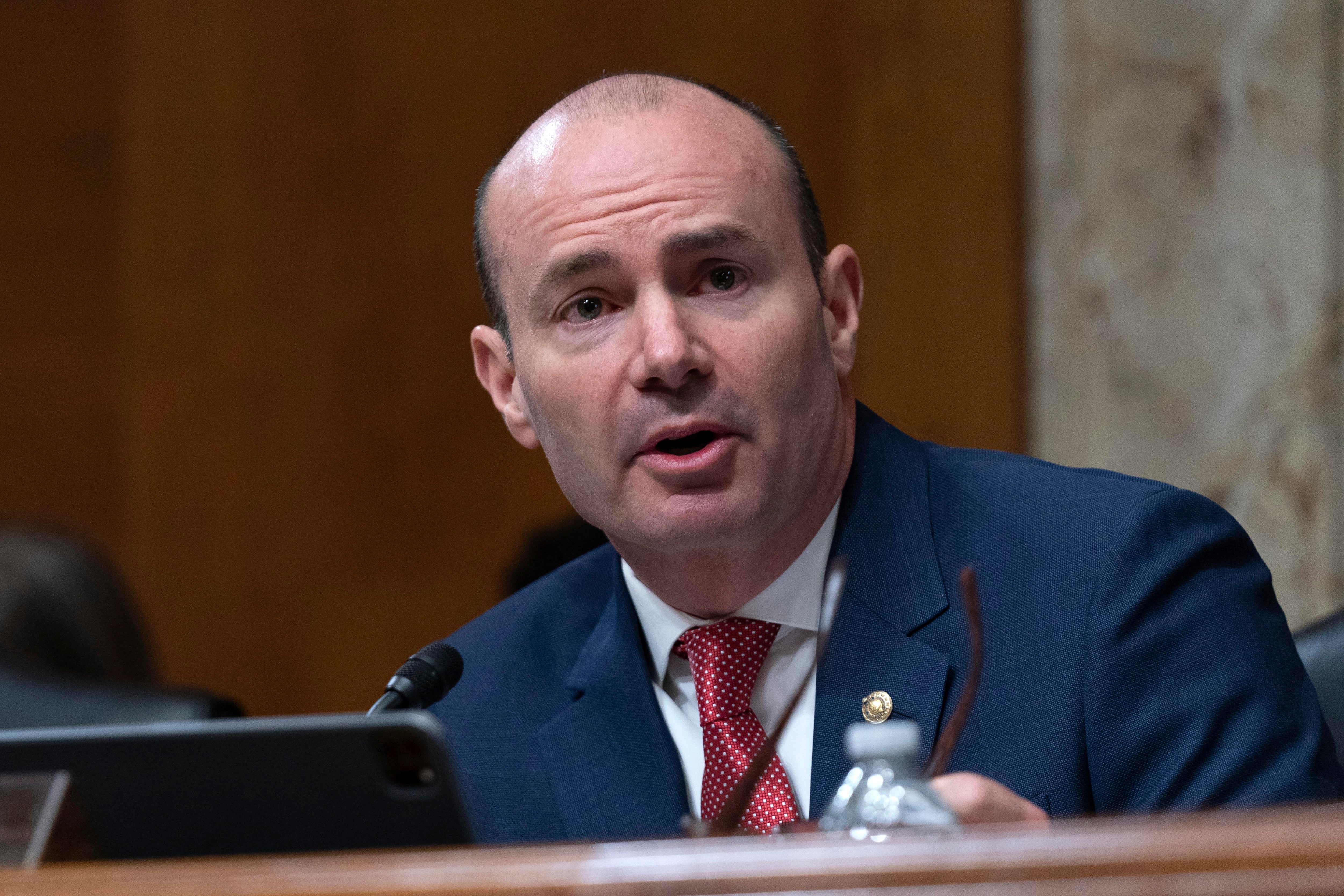 Sen. Mike Lee, R-Utah, chairman of the Senate Energy and Natural Resources Committee, speaks during the confirmation hearing for former Gov. Doug Burgum, President-elect Donald Trump's choice to lead the the Interior Department as secretary of the Interior, on Capitol Hill in Washington, Thursday.