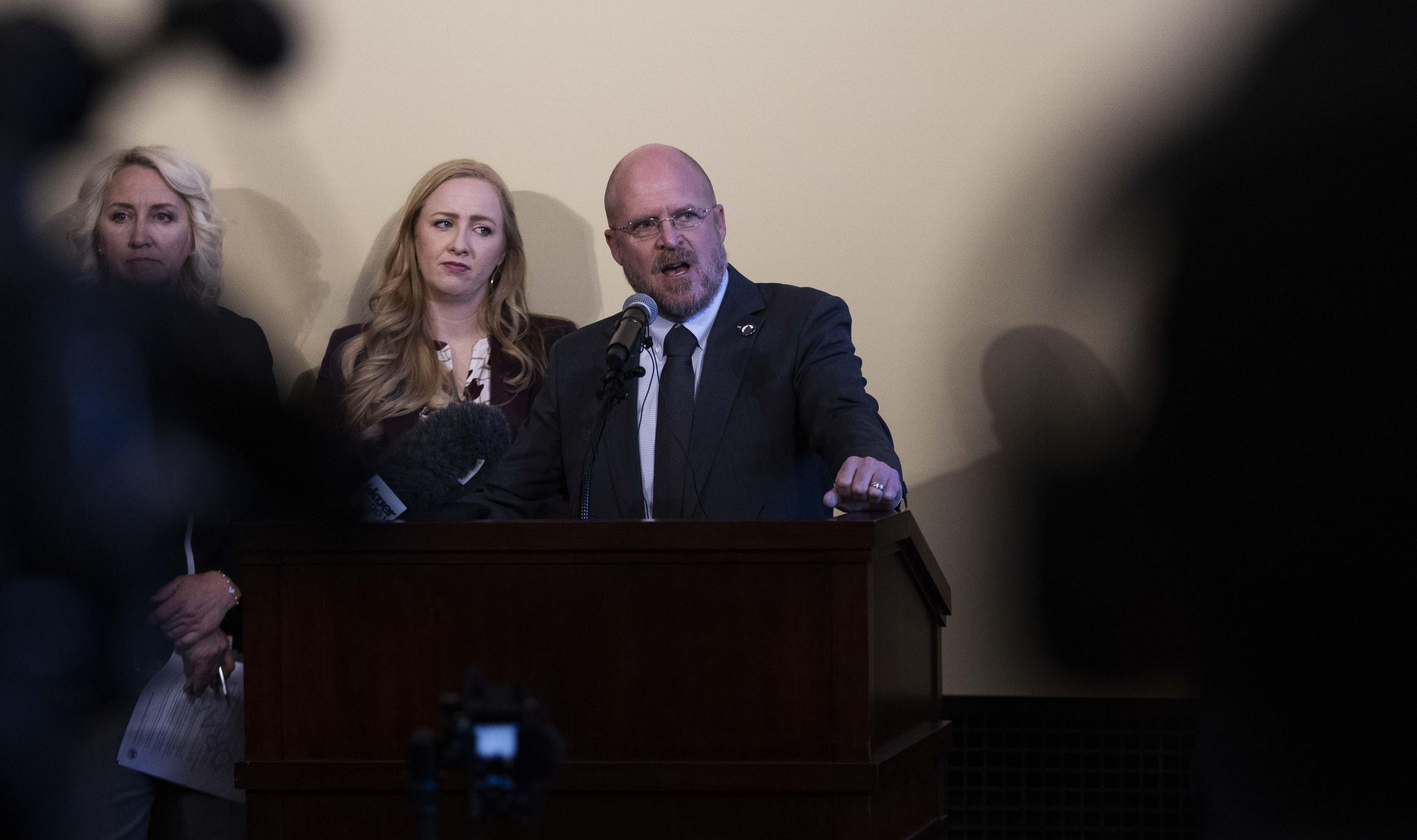 Rep. Matt Gwynn, R-Farr West, speaks at a press conference announcing planned legislation tied to illegal immigration at the Utah Capitol in Salt Lake City on Jan. 6.