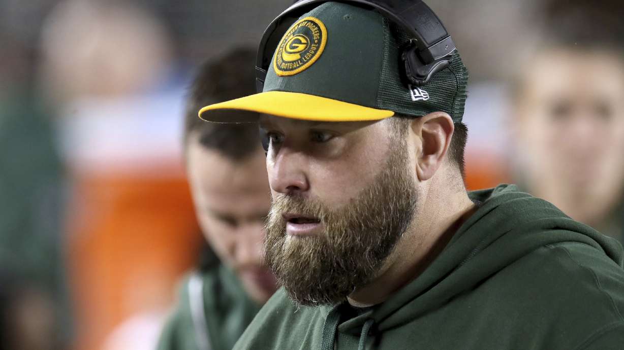 FILE - Green Bay Packers defensive line coach Jason Rebrovich watches from the sideline during an NFL divisional round playoff football game against the San Francisco 49ers, Saturday, Jan. 20, 2024, in Santa Clara.