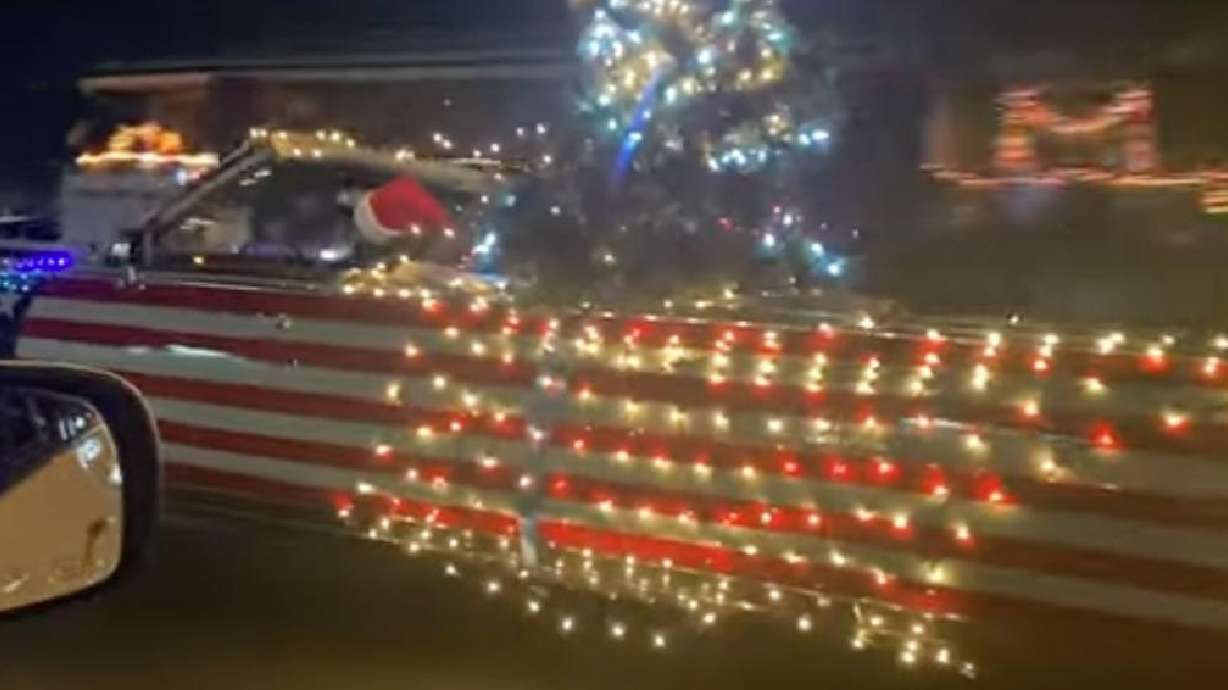 "Santa's helper" drives along U.S. 89 in a decked-out vehicle in North Salt Lake in this Dec. 18 video.