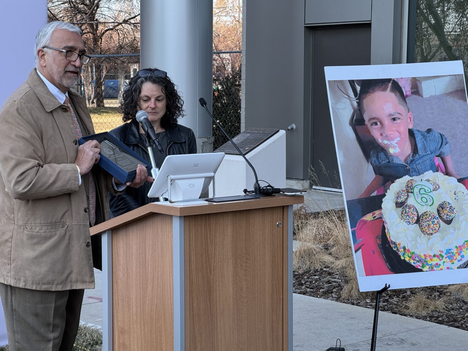 District Attorney plants tree, presents award in memory of child abuse victim