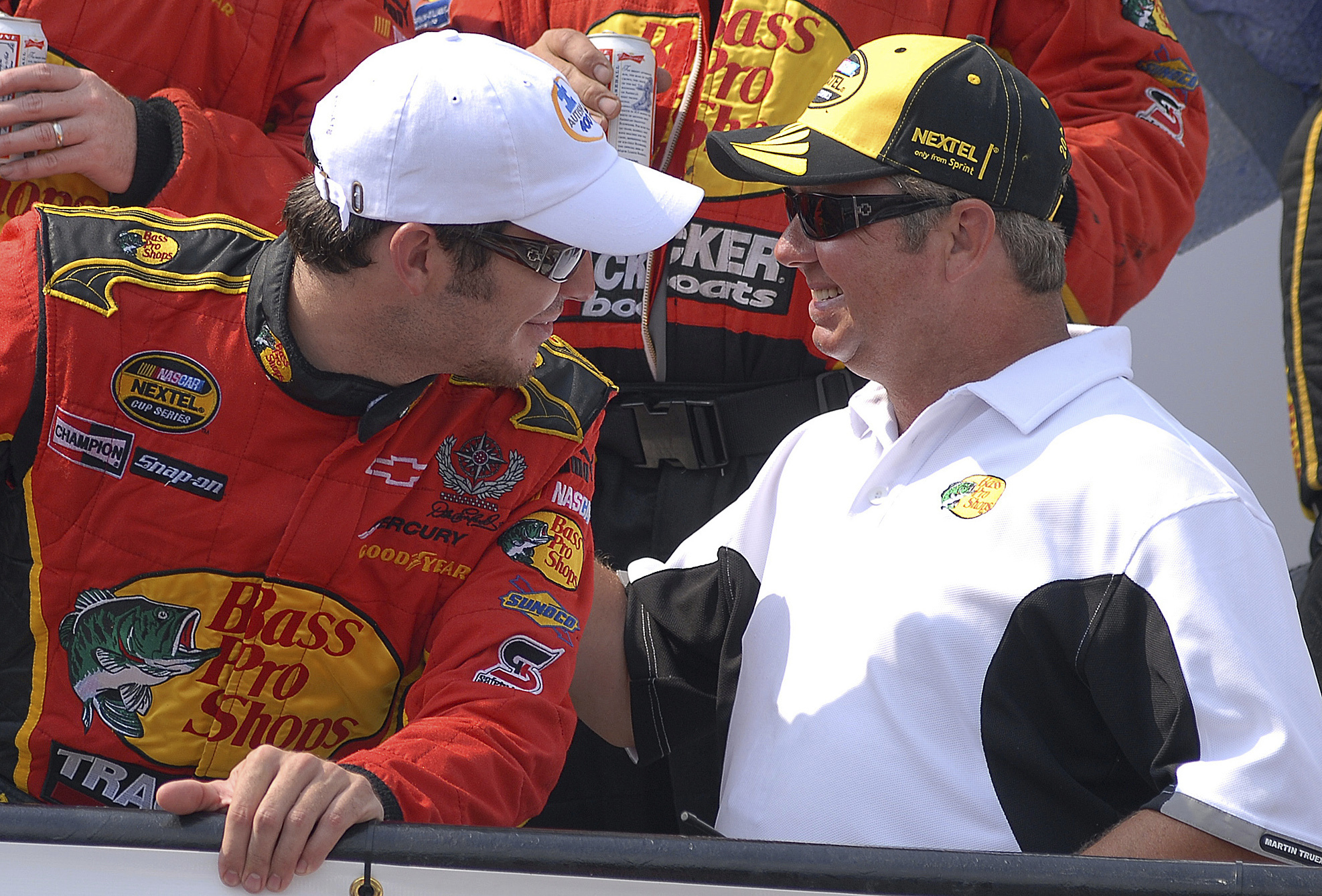 FILE - NASCAR driver Martin Truex Jr., left, is congratulated by his father, Martin Truex Sr., in victory lane after winning the NASCAR Autism Speaks 400 auto race at Dover International Speedway in Dover, Del., Monday, June 4, 2007.