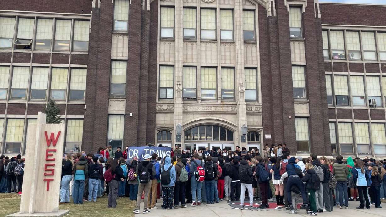 About 200 West High School students walked out of class on Jan. 17, 2025, in support of their principal, Jared Wright, who was placed on administrative leave.