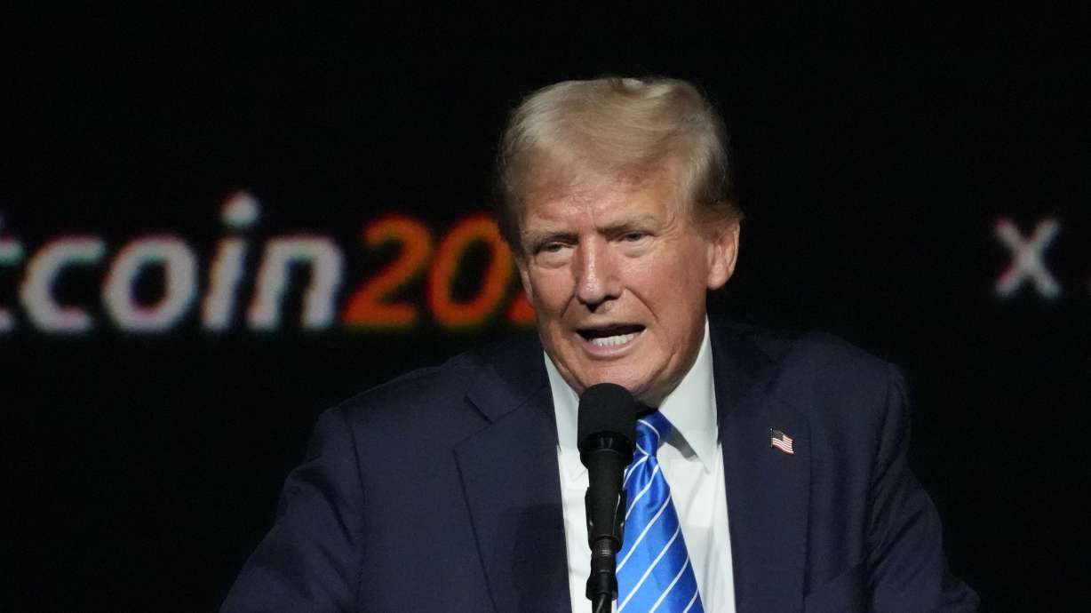Donald Trump speaks at the Bitcoin 2024 Conference July 27, 2024, in Nashville, Tenn. Trump has launched a new cryptocurrency token.