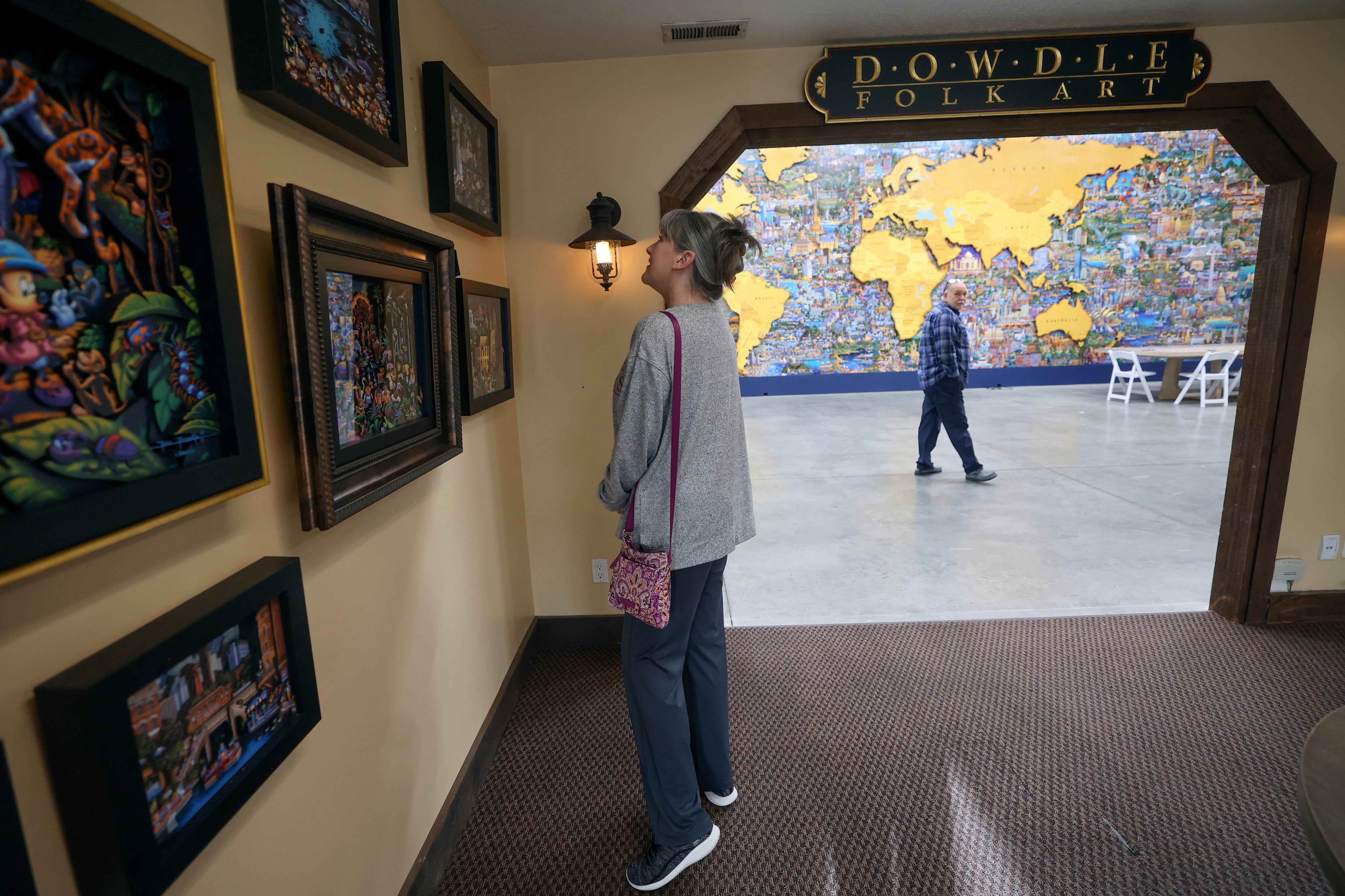 Lori Murphy and Kevin Murphy, who traveled from Rockwall, Texas, explore Dowdle Puzzles in Lindon on Wednesday, Jan. 8.