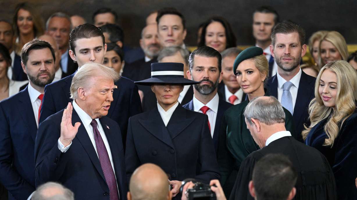 Donald Trump is sworn in as the 47th US President in the U.S. Capitol Rotunda in Washington, Monday.