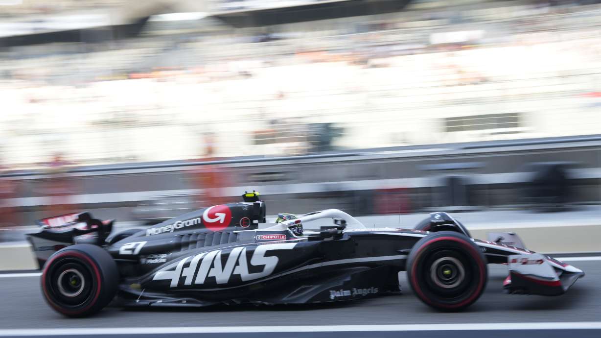 FILE - Haas driver Nico Hulkenberg of Germany leaves the pit lane during the practice ahead of the Formula One Abu DhabiGrand Prix at the Yas Marina Circuit in Abu Dhabi, UAE, Friday, Dec. 6, 2024. , File)