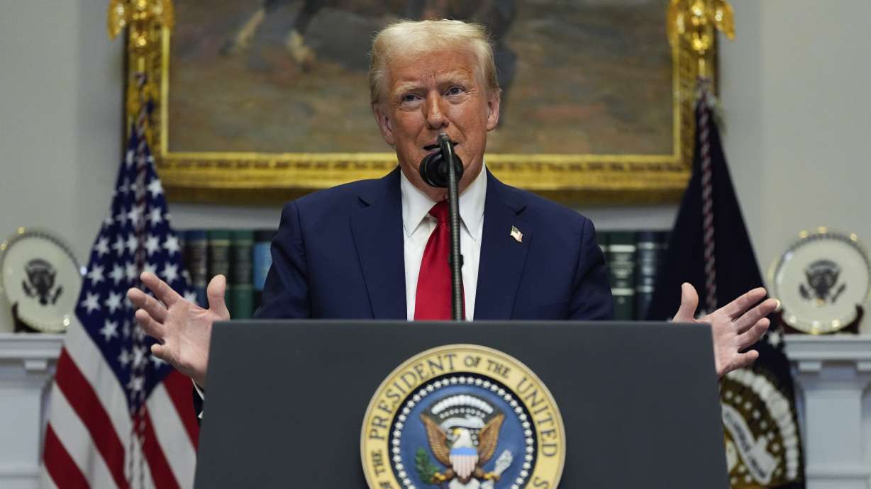 President Donald Trump speaks in the Roosevelt Room at the White House, Tuesday, in Washington. Several members of Utah's congressional delegation expressed a desire to work with Trump on federal spending early in his administration.