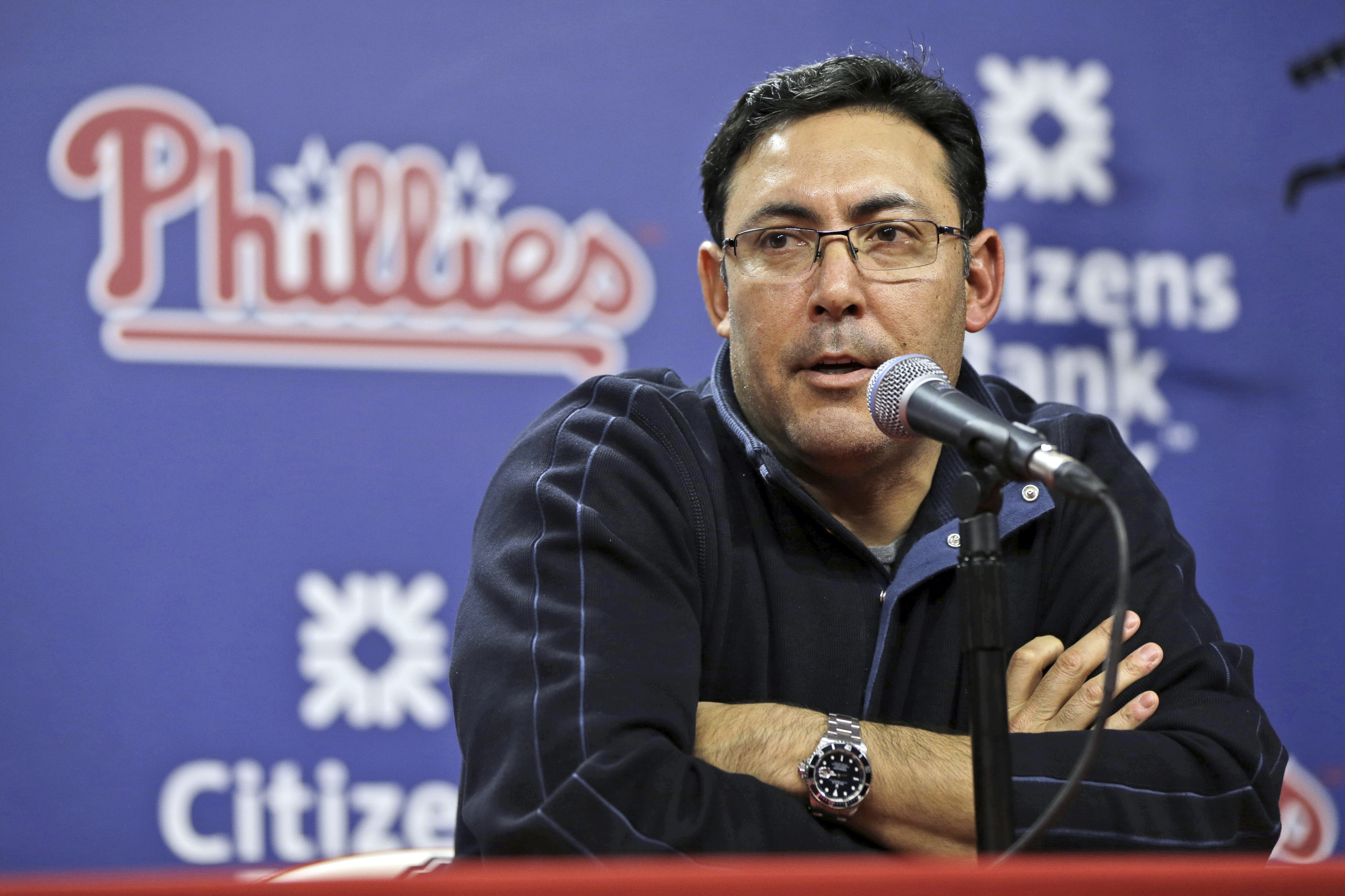 FILE - Philadelphia Phillies general manager Ruben Amaro Jr., speaks during a baseball news conference Thursday, Dec. 20, 2012, in Philadelphia.