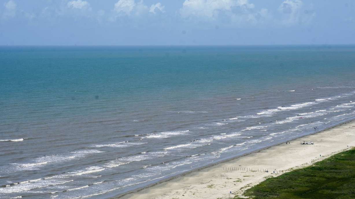 The water in the Gulf of Mexico, or the Gulf of America, on June 24, 2023, in Galveston, Texas. Mapmakers and teachers are re-thinking what to call the gulf of water between Mexico, the United States and Cuba.