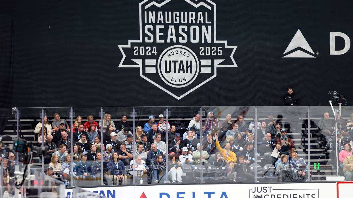 Fans watch as the Utah Hockey Club plays the Washington Capitals in an NHL game at the Delta Center in Salt Lake City on Monday, Nov. 18, 2024.