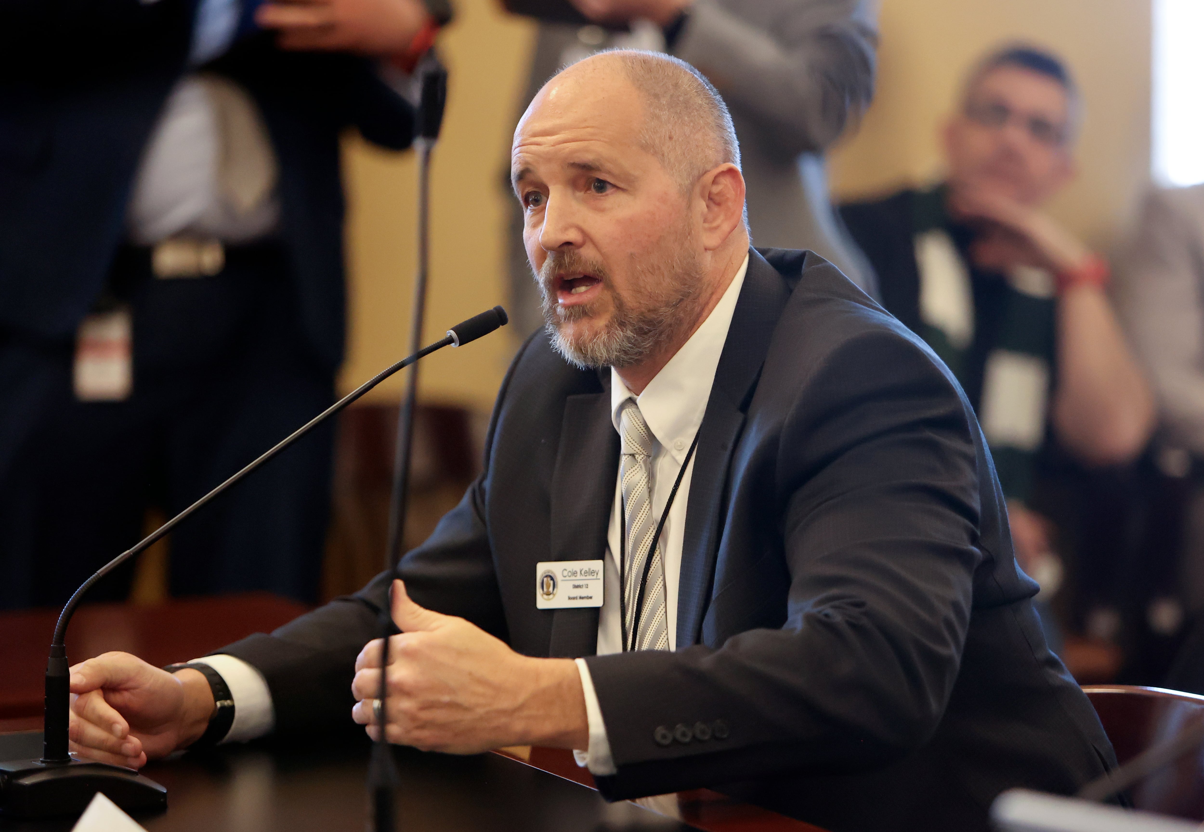 Cole Kelley, Utah State Board of Education member, speaks in support of HB0267 Public Sector Labor Union Amendments during a House Business, Labor, and Commerce Committee meeting at the Capitol in Salt Lake City on Thursday. The committee voted to pass the bill.